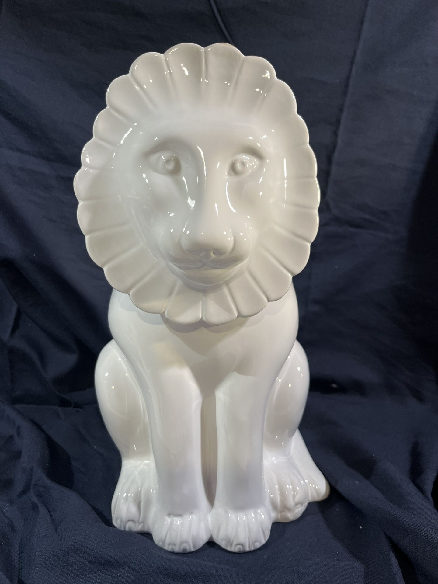 Vintage White Lion Cookie Jar Canister Made In Italy