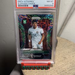 2022 prizm World Cup Qatar Erick Gutierrez elephant choice ROOKIE CARD PSA 8
