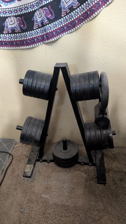 Weights With Rack And Dumbells/Barbell/Kettlebell Handles