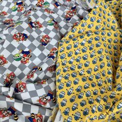 Lot of 2 Nintendo Super Mario and Despicable Me Minions Sewing Fabric