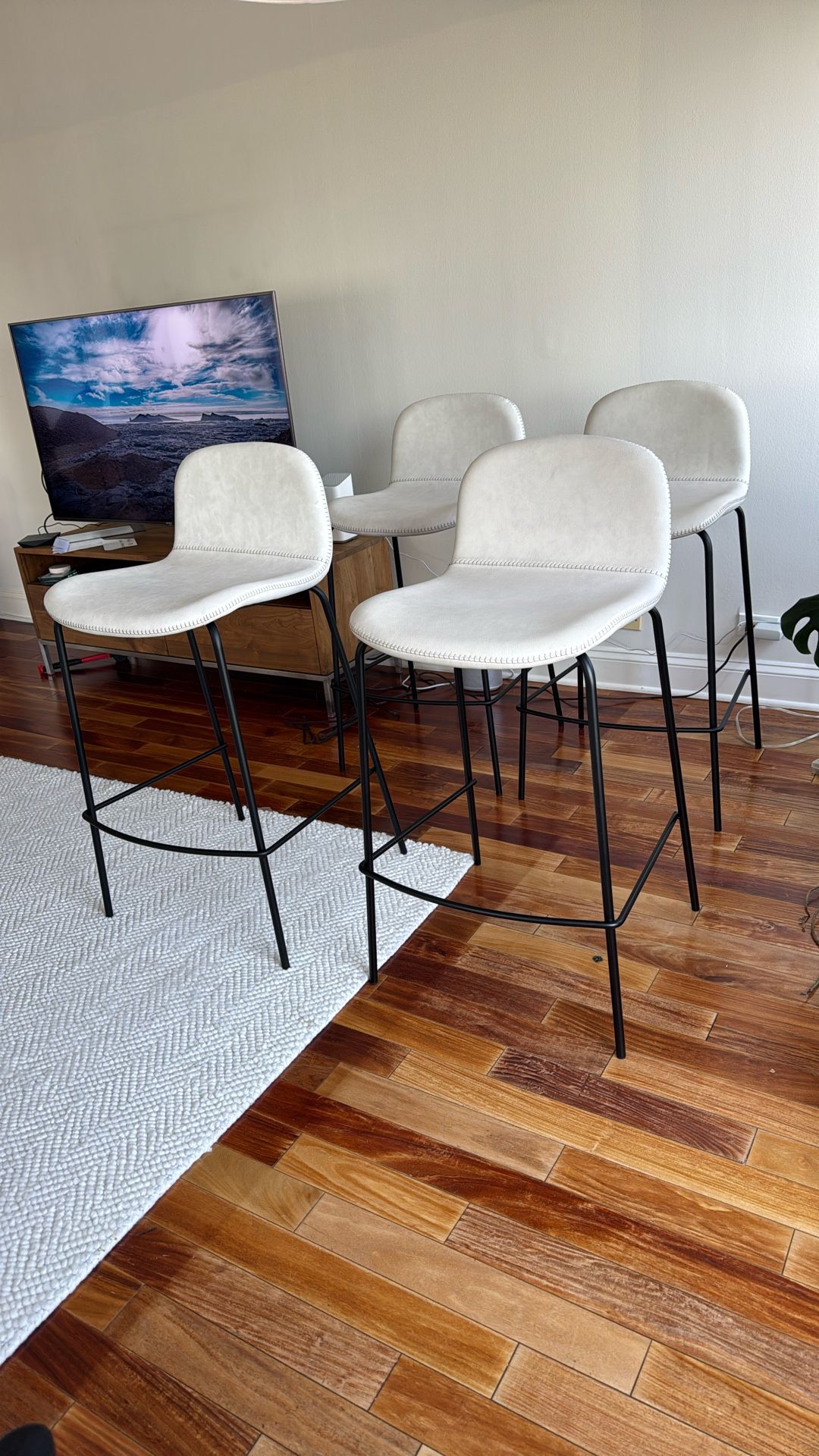 Faux Leather Bar Stools from Crate and Barrel