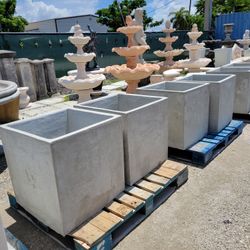 Concrete Square Planter / Cement Backyard Patio Pots Garden Planters