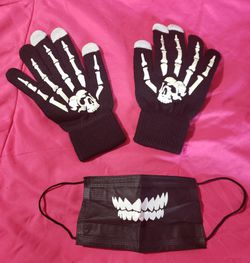 🔥 DIABLA'z - NEW NEVER USED - Glow in dark luminous Face Mask & Gloves