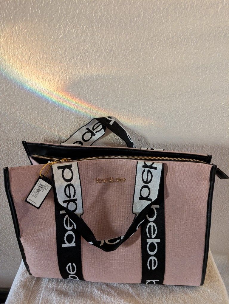 BEBE TOTE -- HANA CANVAS -- DUST ROSE -- NEW WITH TAGS