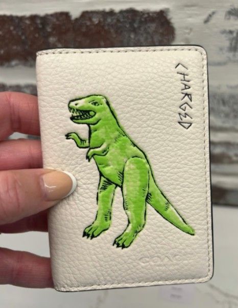 Coach Rexy Sketch Print ID Wallet in Chalk White Multi Pebble Leather CAJ49