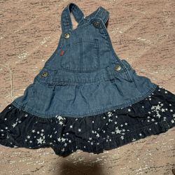 Baby Girl Size 9 Months Levi Strauss & Co Denim Stars Jumper Dress 