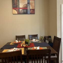 Dark Brown Dining Table With 4 Chairs 