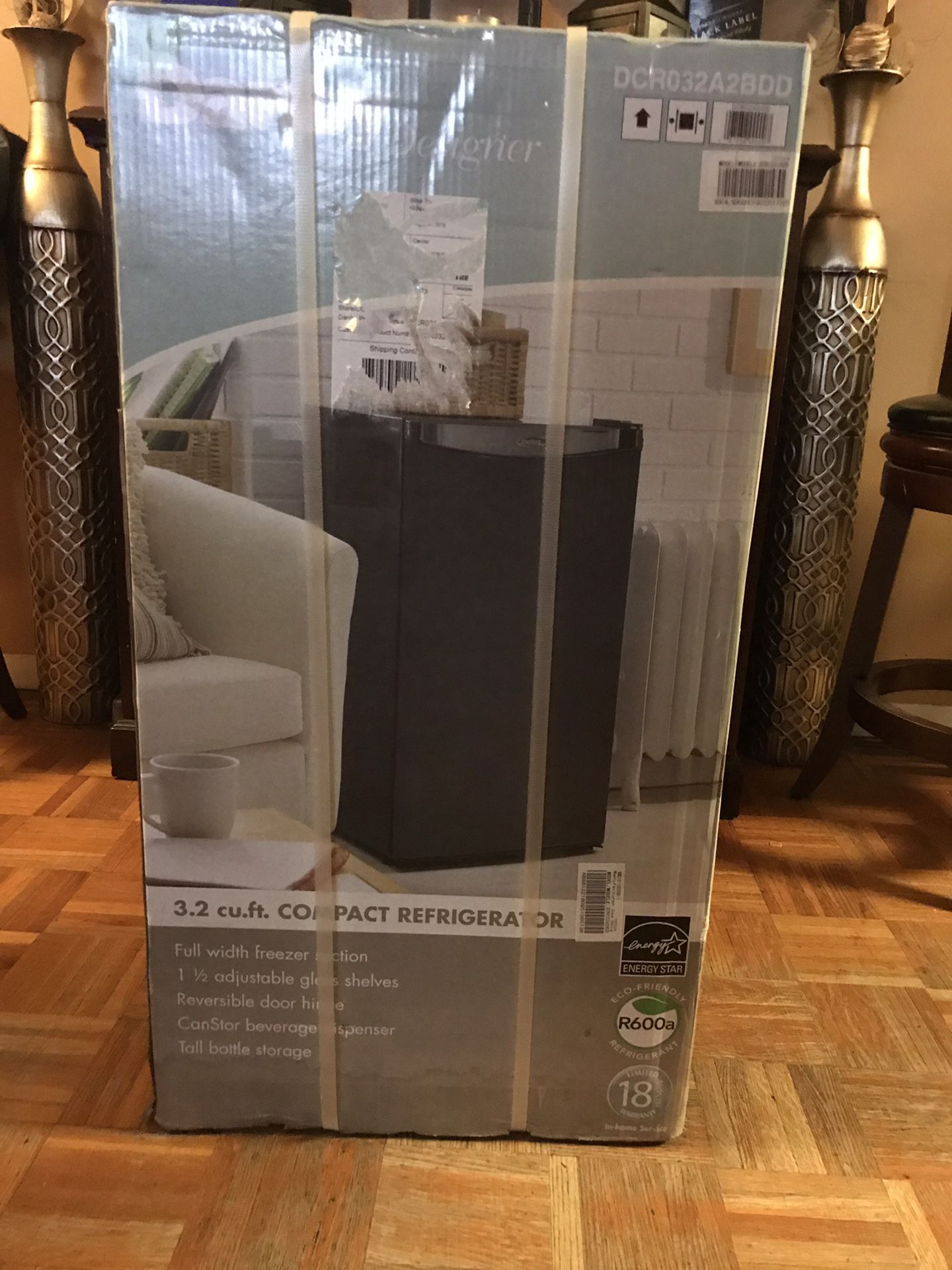 DANBY Refrigerator and Freezer,3.2 cu ft,Black DCR032A2BDD
