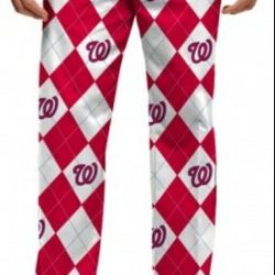 Loudmouth MLB Washington Nationals Argyle Red/White/Curly W Pants - Size 36 X 32
