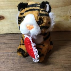 Tiger Stuffed Animal Big Cat Plush with Heart 7” Tall Cute Tiger Cat