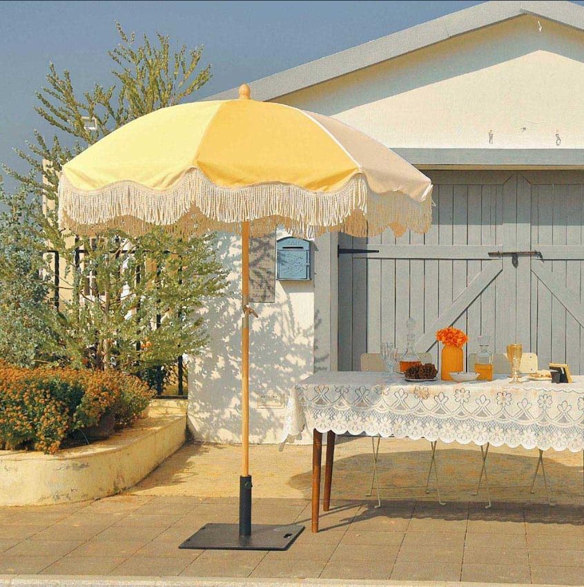 Patio Outdoor Market Fringe Umbrella Tilt Palm Springs - Mimosa Color - Theme Decorative Patio Umbrella - Summer Sale