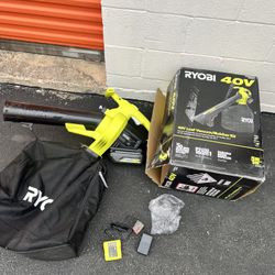 RYOBI 40V Vac Attack Cordless Leaf Vacuum/Mulcher with 5.0 Ah Battery and Charger