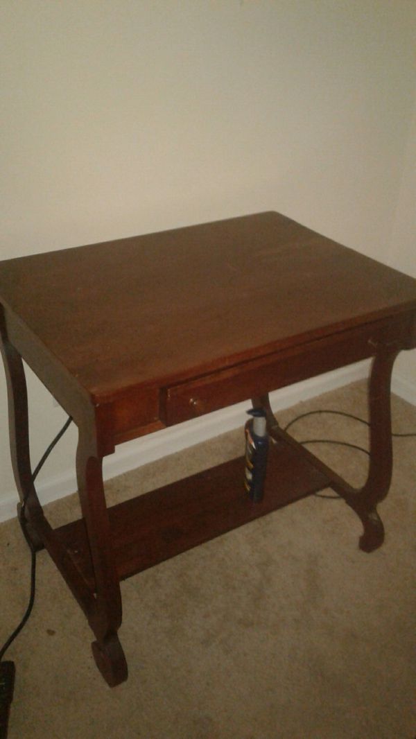 Antique Desk With Pull Out Drawer And Inkwell From Early 1900s For