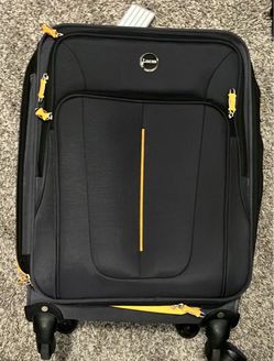 Lucas Rolling Spinner Suitcase Luggage Gray Yellow Expandable Travel Bag