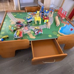 Waterfall Mountain Train Table And Train Set W/drawers