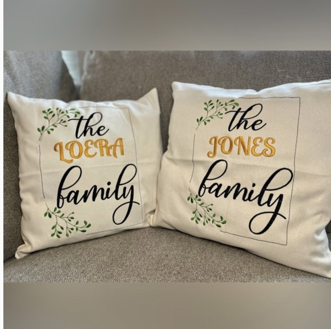 Personalized embroidered pillow cover