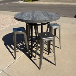 Hi-Top with Bar Stools - 45”W x 43” H (2 sets available,)