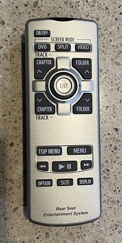 Sienna Entertainment System Remote Control 
