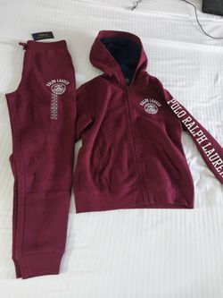 Two Piece Maroon Polo Outfit For Boy's M (10-12)