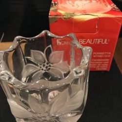 NEW Home Beautiful Votive Candleholder in Poinsettia Pattern