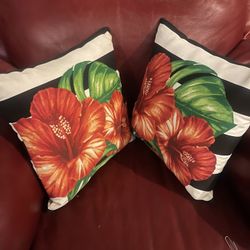 Set Of 2 Hibiscus Decorative Pillows