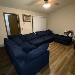 Dream Navy 131'' 5 Piece Modular Sectional with Ottoman