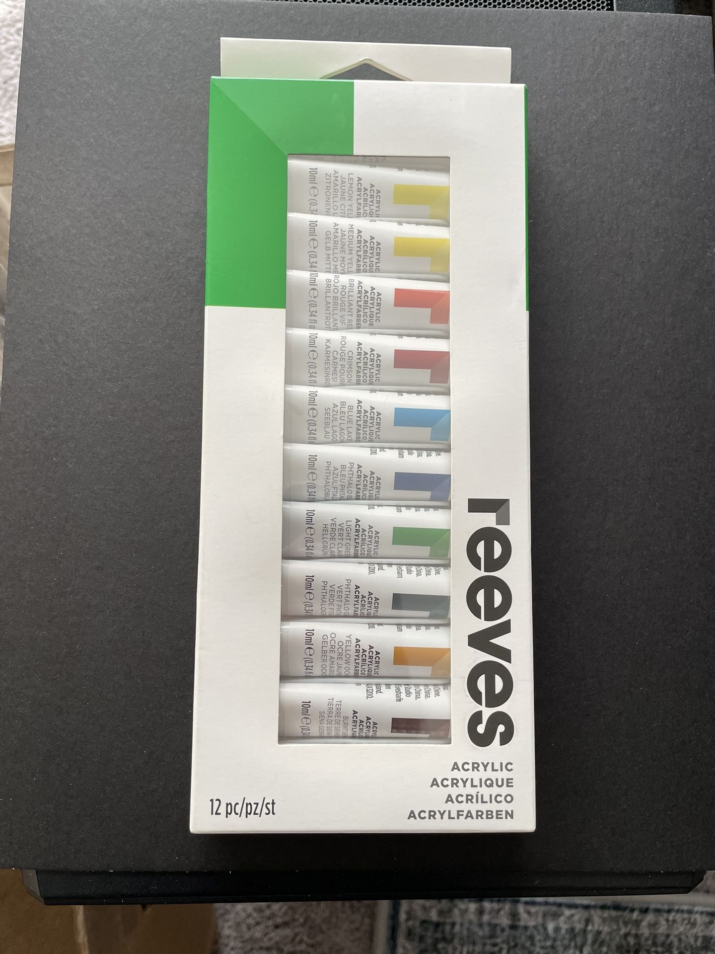 Reeves Pigment Rich Water Based Acrylic Paints 12 Colors