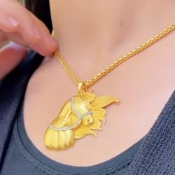 Horse Necklace Plated Gold 