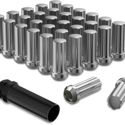 32pcs M14x1.5 Lug Nuts for Silverado Suburban Express Sierra ram
2 F250 F350,14x1.5 Chrome Lug Nuts 7 Spline Closed End with Socket (702)