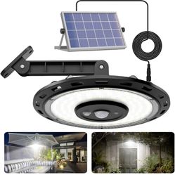 Solar Light Indoor Outdoor, 3000LM Solar Shed Light Rotation Design, Waterproof 5 Modes (2 for All Day Lighting) Motion Sensor, Dimmable Remote for Ba