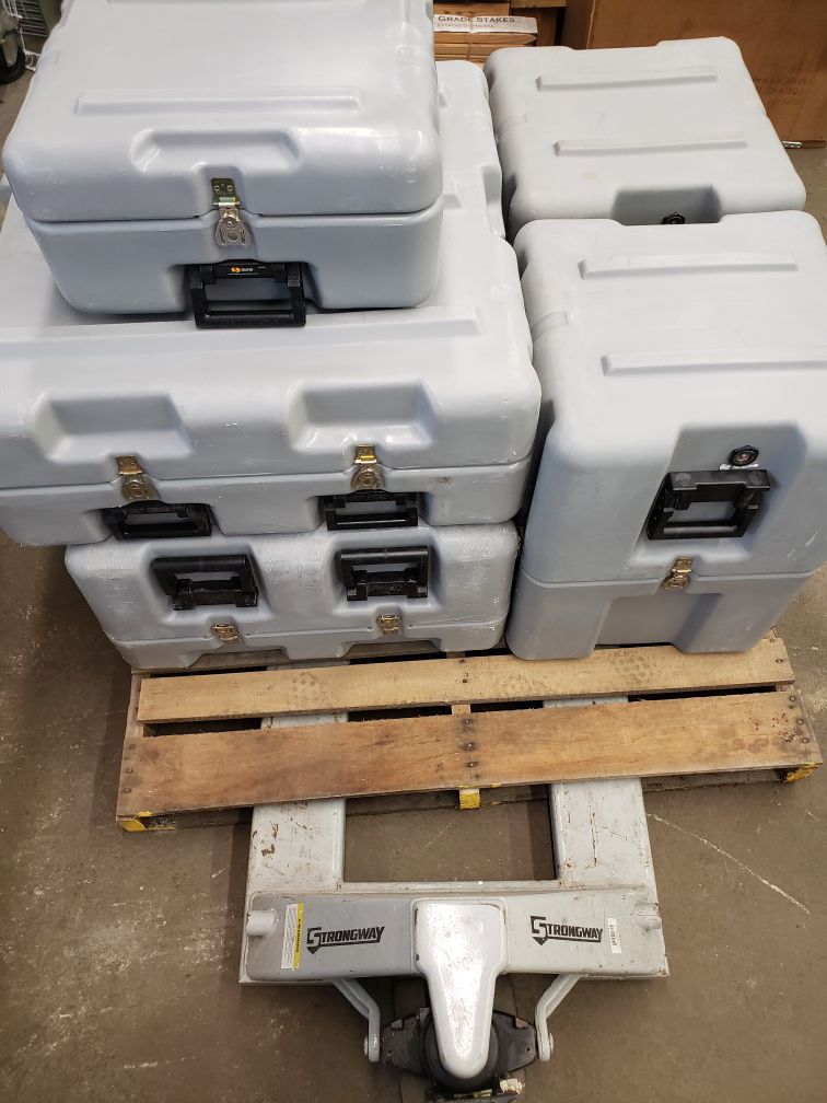 Lot of 5 Pelican Hardigg Watertight Transport Cases w/ Foam & Check Valves