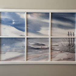 Framed  Nautical Watercolor Painting