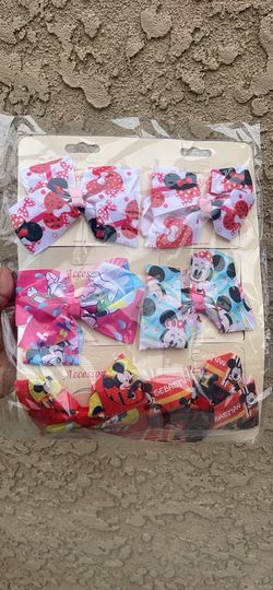 Mickey And Minnie Mouse Hair Bows 12 Pcs