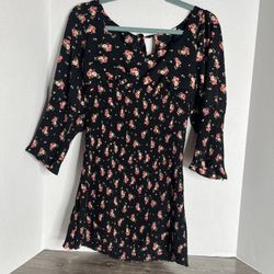 L.A. Hearts Black Floral Smocked Mini Dress Size Medium