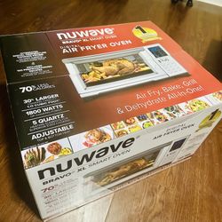 Nuwave Bravo XL Air Fryer Toaster Smart Oven, 12-in-1 Countertop Grill/Griddle Combo, 30-Qt XL Capacity, 50F-500F adjustable in precise 5F increments,