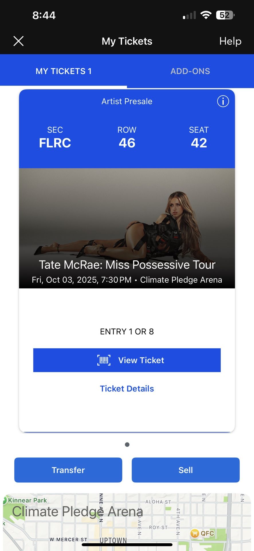 Tate McRae Concert Ticket
