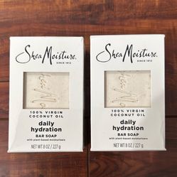 Shea Moisture 100% VIRGIN COCONUT OIL Daily Hydration Bar Soap With PLANT-BASED Moisturizers: 8 oz (2 For $10)