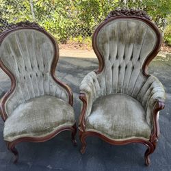 Olive Green Antique Chairs 