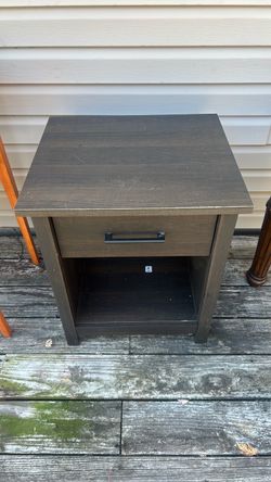 Dark Brown Nightstand with Drawer and Shelf