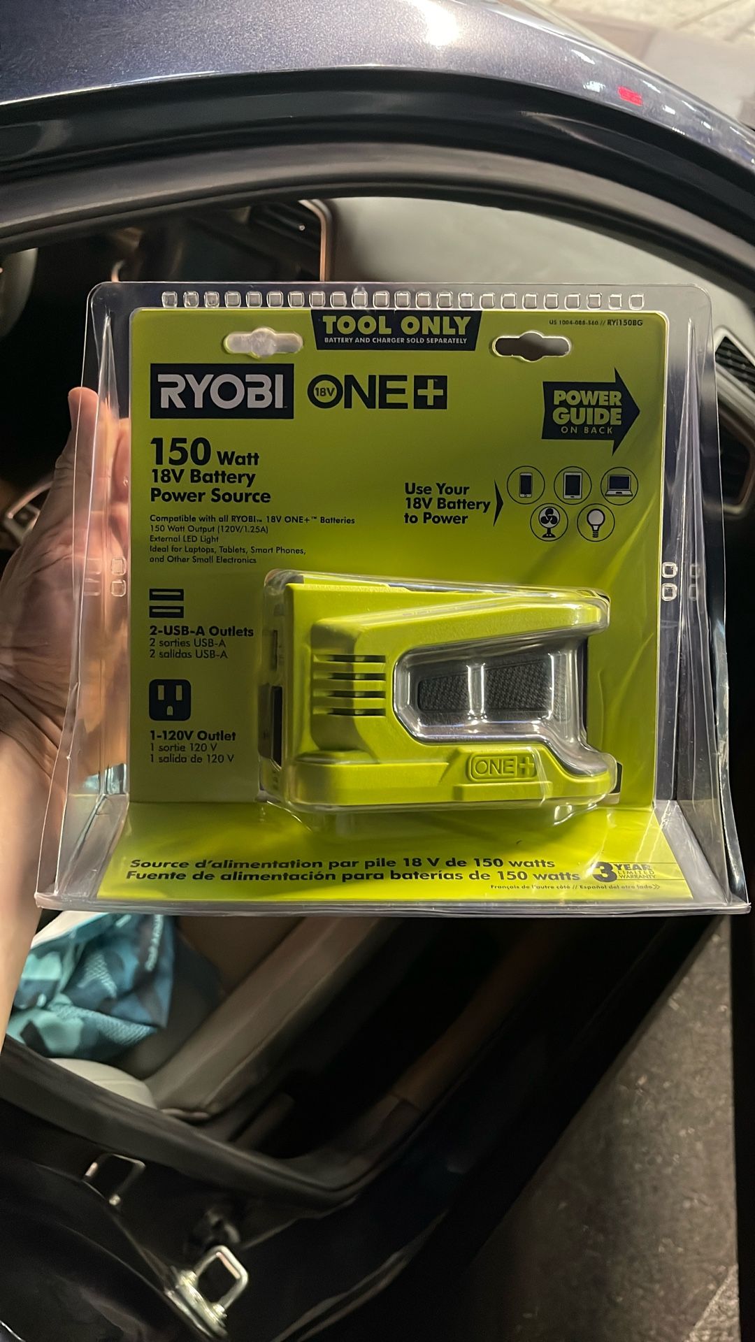 Ryobi ONE+ 150w 18v Battery Inverter With USB Ports