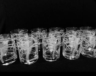 Rolf Glass Palm Tree Double Old Fashioned Whiskey Glasses Set of 10