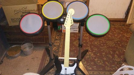 Rock band drums and guitar