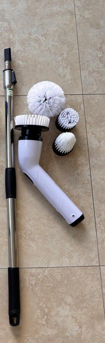 TUYU Electric Spin Scrubber, Full-Body IPX7 Waterproof Bathroom Scrubber with Power LCD Display, Adjustable Extension Handle, Cordless Shower Cleaner 