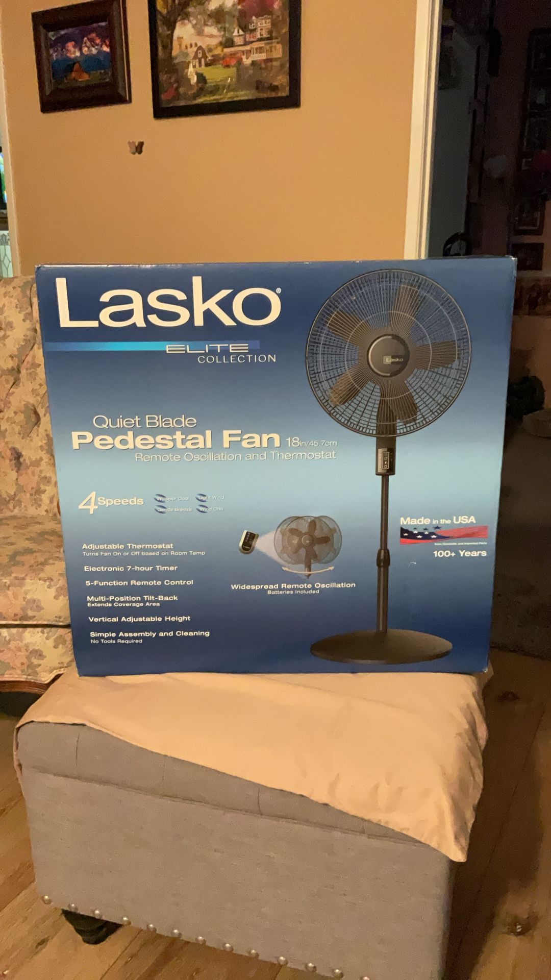 Lasso Elite Quiet Blade Pedestal Fan With Remote