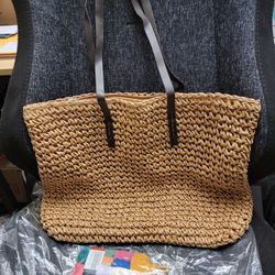 Women Straw Woven Tote Large Beach Handmade Weaving Shoulder Bag Purse Straw Handbag with Free Boho Keychain NEW
