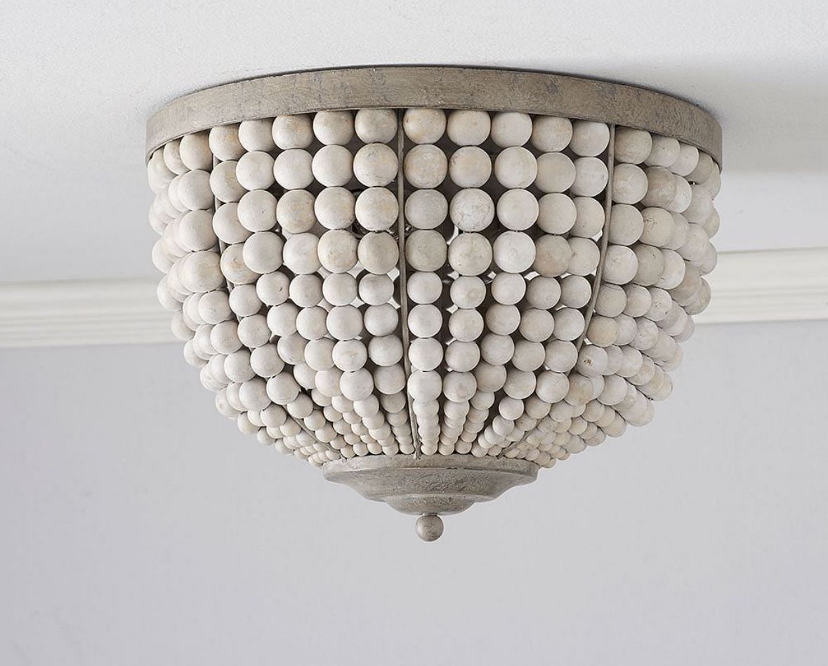 Pottery Barn Leila Wood Bead Flush Mount (15")