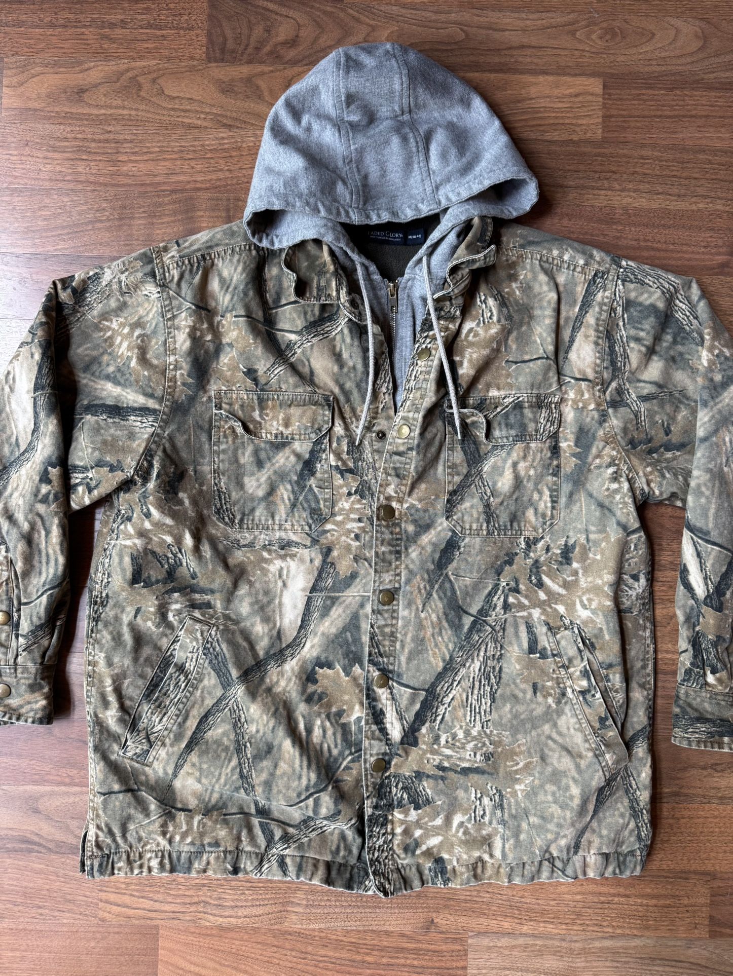 RealTree MED Brown Workwear Canvas Hunting Camo Hooded Coat Jacket Fleece Lined
