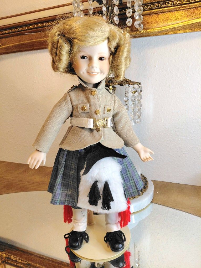 Shirley Temple Danbury Mint Adorable 14" Porcelain Doll “Wee Willie Winkie”