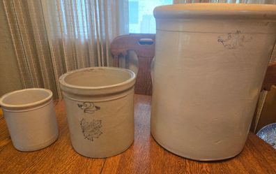 Vintage Graduated Stoneware Crocks
