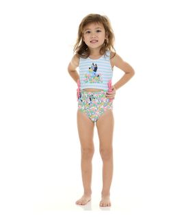 NWT girls Bluey One-Piece Swimsuit with matching coverup size 2t